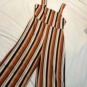 Urban outfitters overall stripes brown orange black mustard